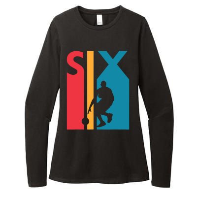 6th Birthday Gift Six Vintage Basketball 6 Year Old Womens CVC Long Sleeve Shirt