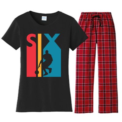 6th Birthday Gift Six Vintage Basketball 6 Year Old Women's Flannel Pajama Set