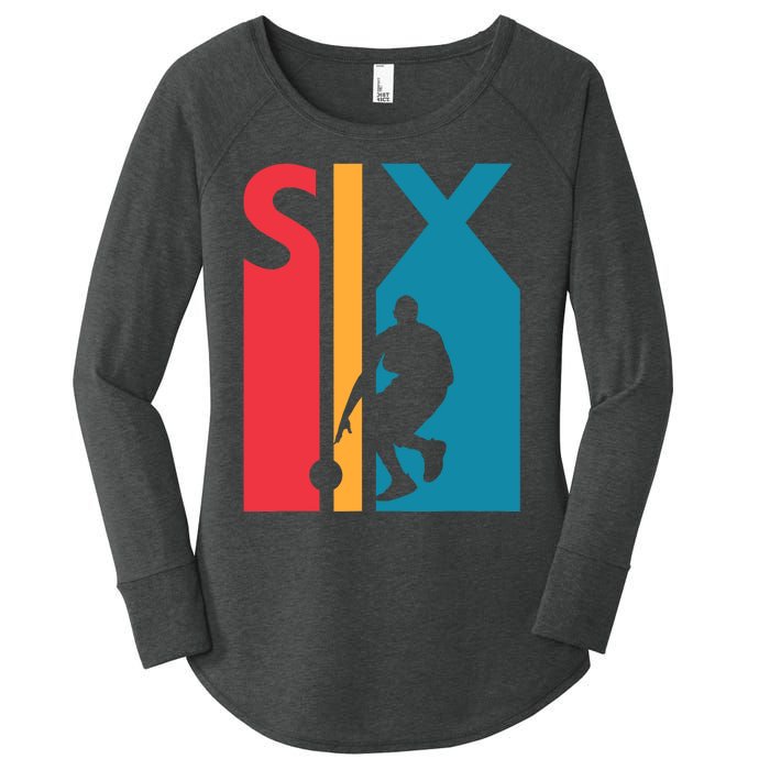 6th Birthday Gift Six Vintage Basketball 6 Year Old Women's Perfect Tri Tunic Long Sleeve Shirt