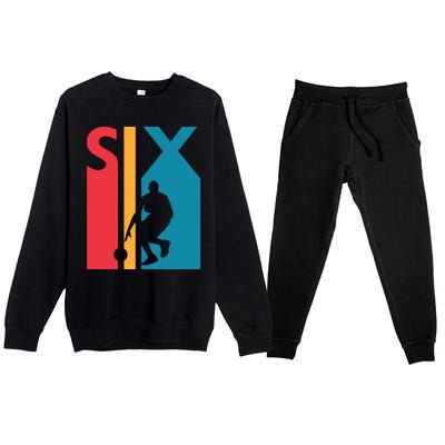 6th Birthday Gift Six Vintage Basketball 6 Year Old Premium Crewneck Sweatsuit Set