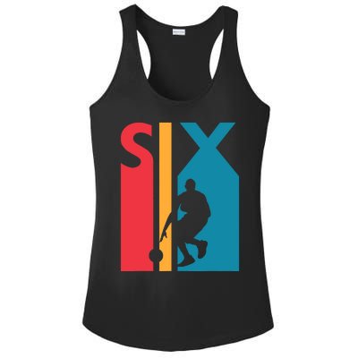 6th Birthday Gift Six Vintage Basketball 6 Year Old Ladies PosiCharge Competitor Racerback Tank