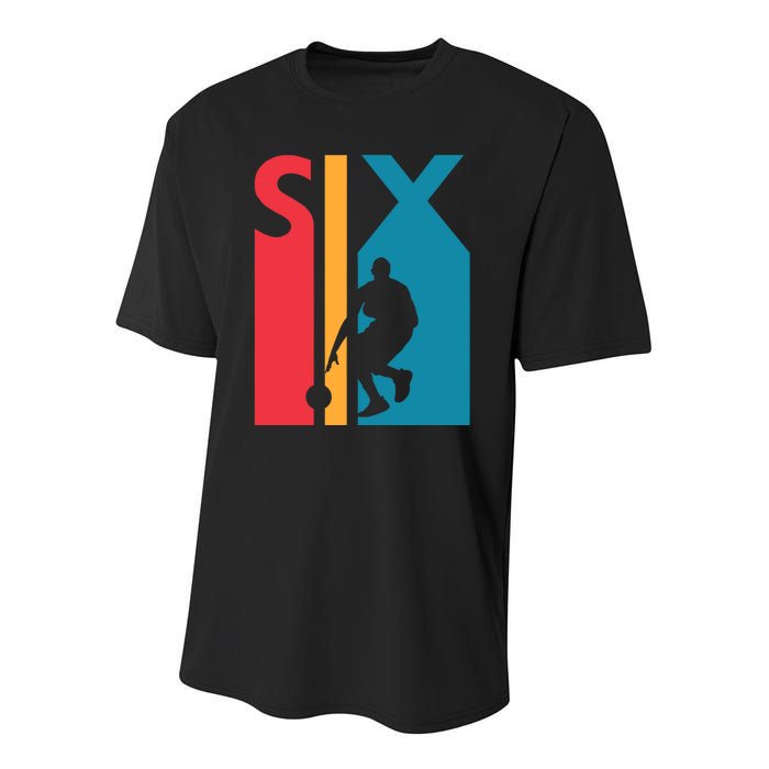 6th Birthday Gift Six Vintage Basketball 6 Year Old Youth Performance Sprint T-Shirt