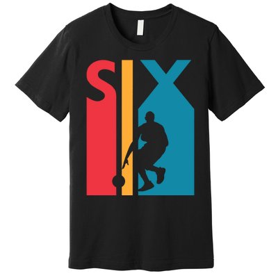 6th Birthday Gift Six Vintage Basketball 6 Year Old Premium T-Shirt