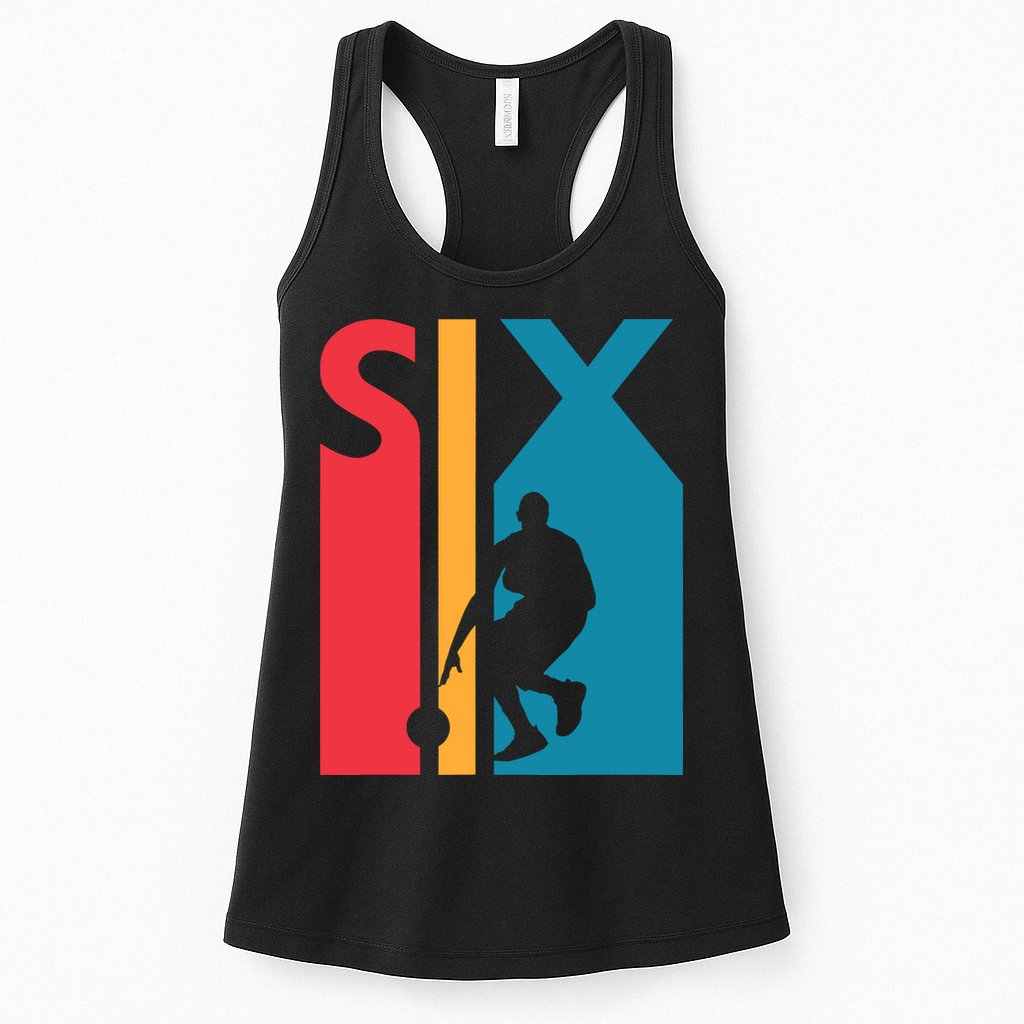 6th Birthday Gift Six Vintage Basketball 6 Year Old Womens Tank Top