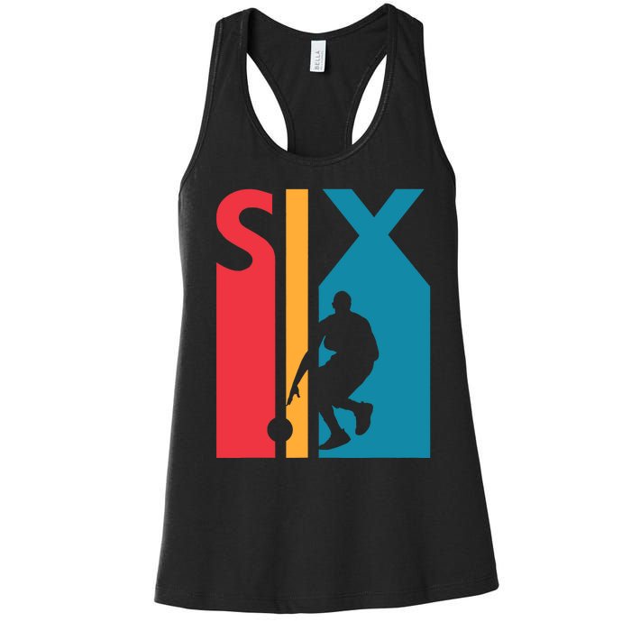 6th Birthday Gift Six Vintage Basketball 6 Year Old Women's Racerback Tank