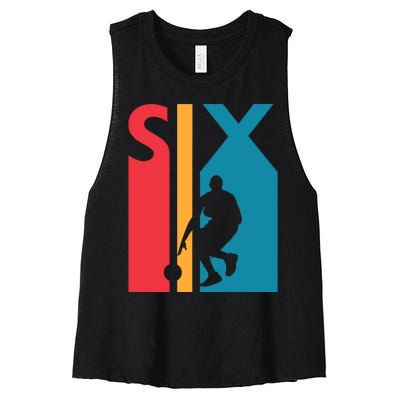 6th Birthday Gift Six Vintage Basketball 6 Year Old Women's Racerback Cropped Tank