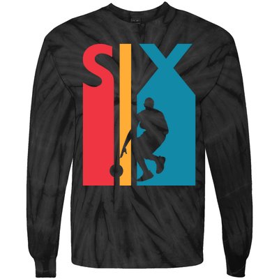 6th Birthday Gift Six Vintage Basketball 6 Year Old Tie-Dye Long Sleeve Shirt