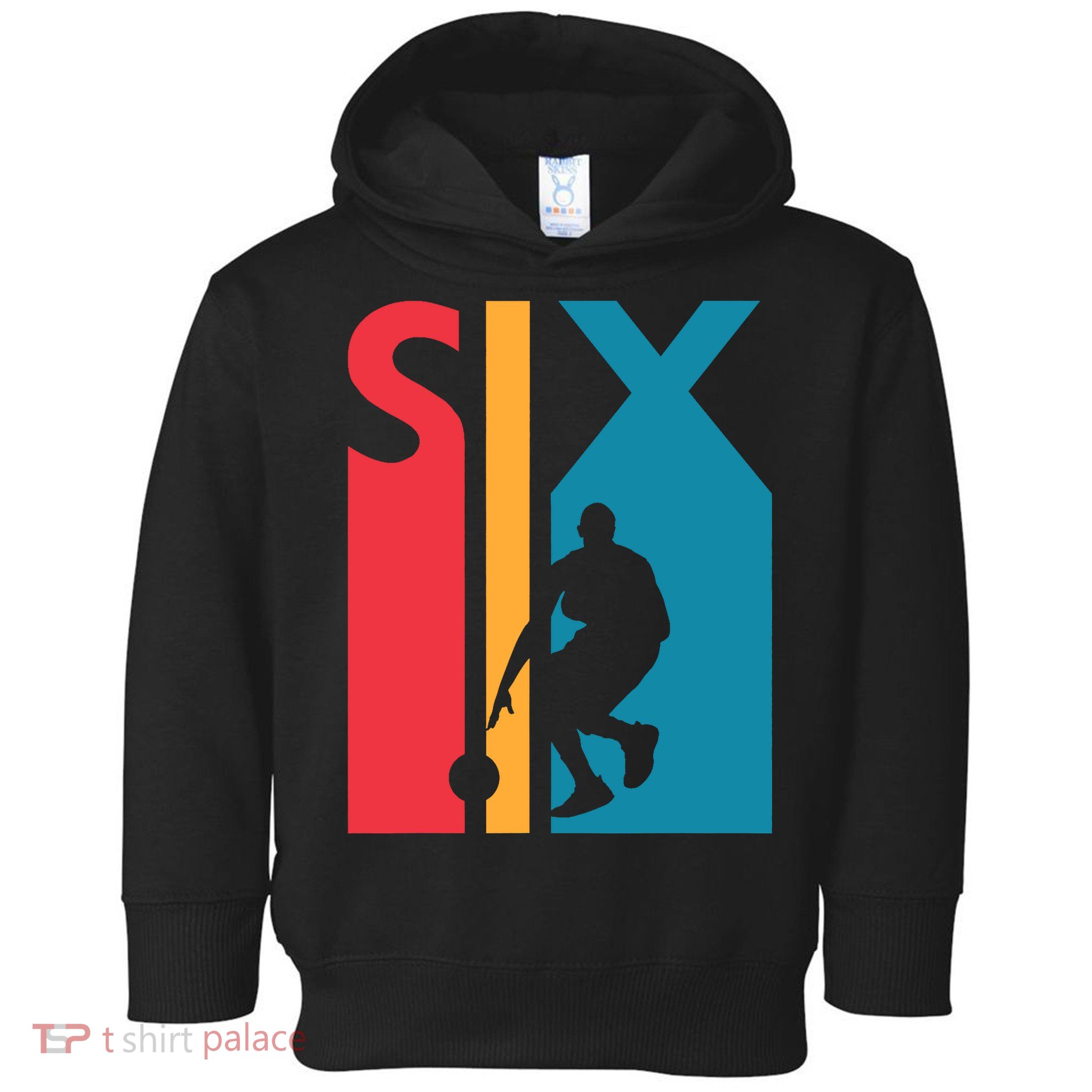 6th Birthday Gift Six Vintage Basketball 6 Year Old Toddler Hoodie