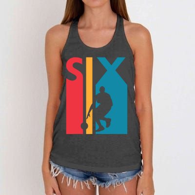 6th Birthday Gift Six Vintage Basketball 6 Year Old Women's Knotted Racerback Tank