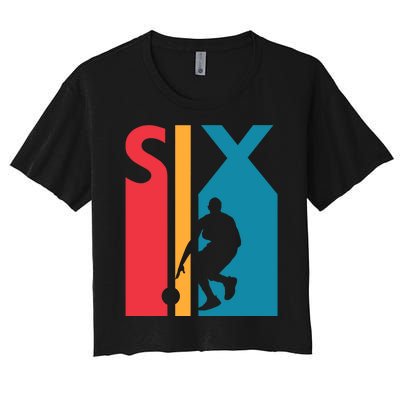 6th Birthday Gift Six Vintage Basketball 6 Year Old Women's Crop Top Tee