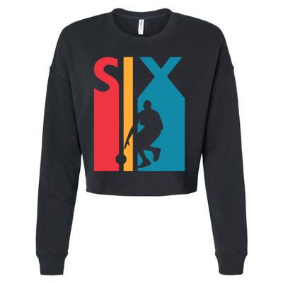 6th Birthday Gift Six Vintage Basketball 6 Year Old Cropped Pullover Crew