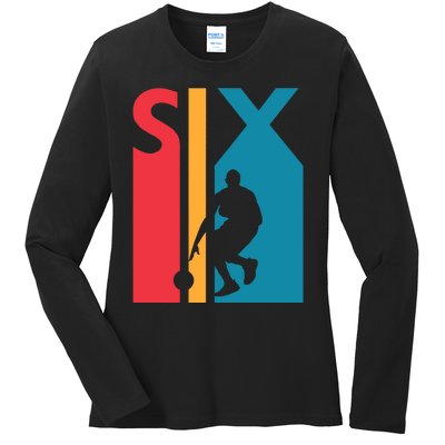 6th Birthday Gift Six Vintage Basketball 6 Year Old Ladies Long Sleeve Shirt