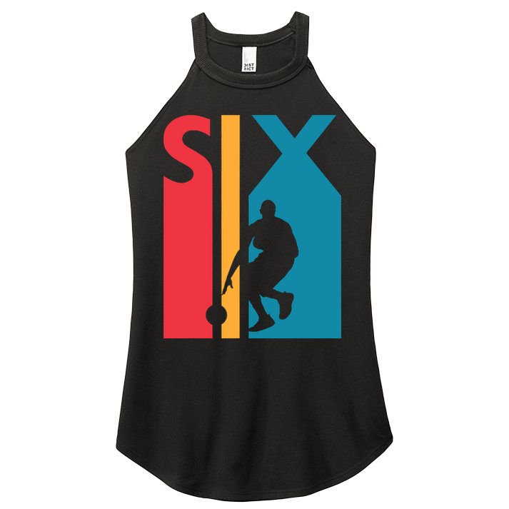 6th Birthday Gift Six Vintage Basketball 6 Year Old Women's Perfect Tri Rocker Tank