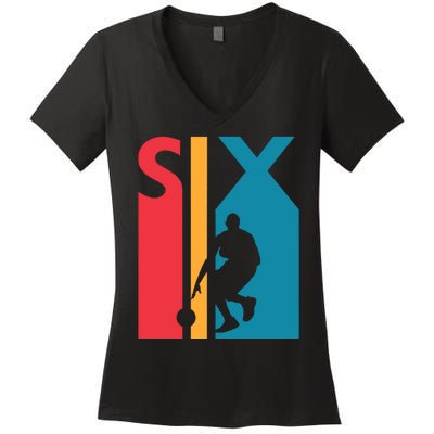 6th Birthday Gift Six Vintage Basketball 6 Year Old Women's V-Neck T-Shirt