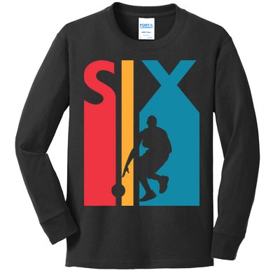 6th Birthday Gift Six Vintage Basketball 6 Year Old Kids Long Sleeve Shirt