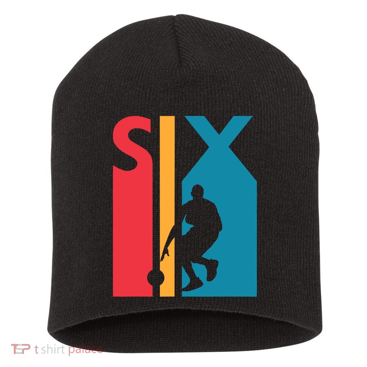 6th Birthday Gift Six Vintage Basketball 6 Year Old Short Acrylic Beanie