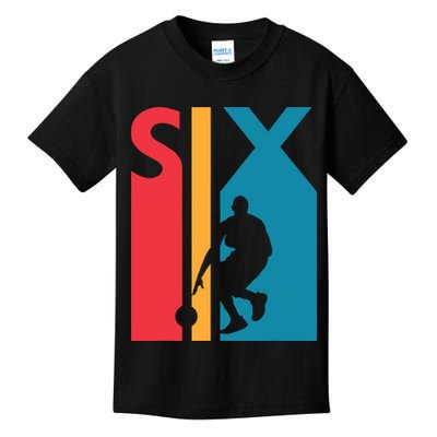 6th Birthday Gift Six Vintage Basketball 6 Year Old Kids T-Shirt