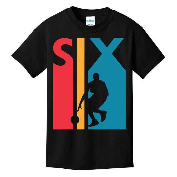 6th Birthday Gift Six Vintage Basketball 6 Year Old Kids T-Shirt