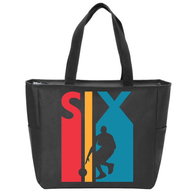 6th Birthday Gift Six Vintage Basketball 6 Year Old Zip Tote Bag