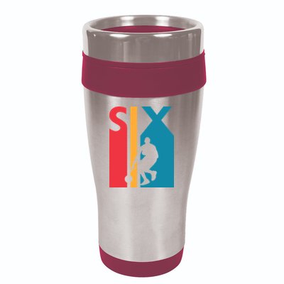 6th Birthday Gift Six Vintage Basketball 6 Year Old 16oz Travel Tumbler
