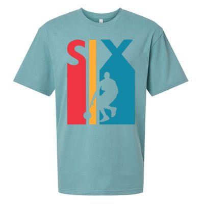 6th Birthday Gift Six Vintage Basketball 6 Year Old Sueded Cloud Jersey T-Shirt