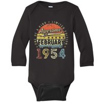 69th Birthday Gift Awesome Since February 1954 69 Year Old Baby Long Sleeve Bodysuit