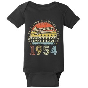 69th Birthday Gift Awesome Since February 1954 69 Year Old Baby Bodysuit