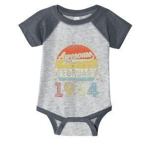 69th Birthday Gift Awesome Since February 1954 69 Year Old Infant Baby Jersey Bodysuit