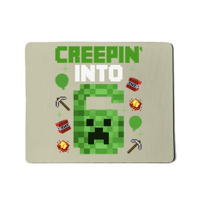 6th Birthday Gamer Pixel Creepin Into 6 Video Game Party Mousepad