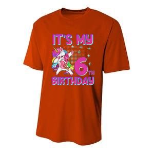 6th Birthday Girl Unicorn Six Year Old Youth Performance Sprint T-Shirt