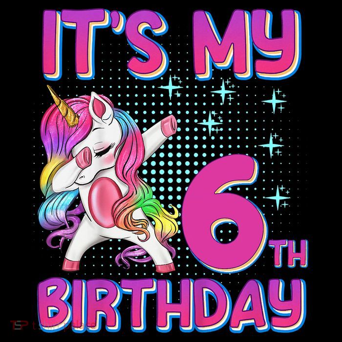 6th Birthday Girl Unicorn Six Year Old Tall T-Shirt