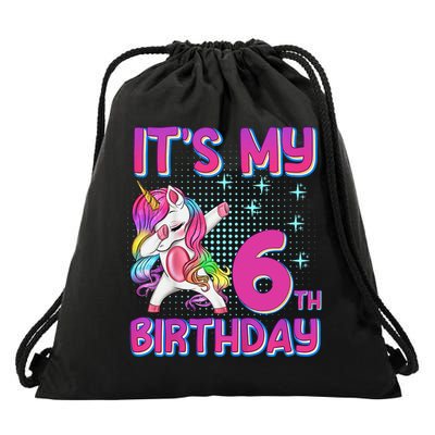 6th Birthday Girl Unicorn Six Year Old Drawstring Bag