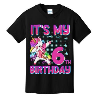 6th Birthday Girl Unicorn Six Year Old Kids T-Shirt