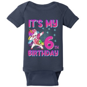 6th Birthday Girl Unicorn Six Year Old Baby Bodysuit