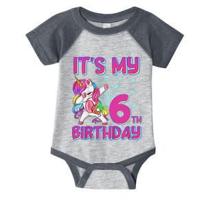 6th Birthday Girl Unicorn Six Year Old Infant Baby Jersey Bodysuit