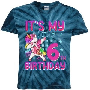 6th Birthday Girl Unicorn Six Year Old Kids Tie-Dye T-Shirt