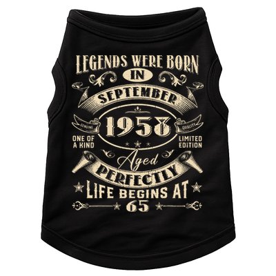 65th Birthday Gift 65 Years Old Legends Born September 1958 Doggie Tank