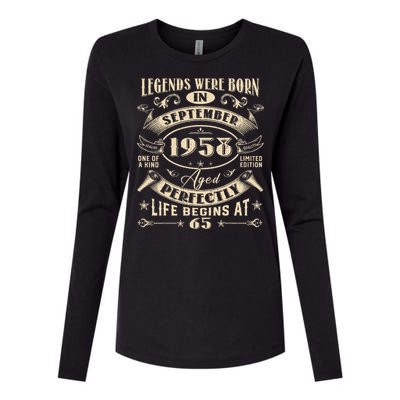 65th Birthday Gift 65 Years Old Legends Born September 1958 Womens Cotton Relaxed Long Sleeve T-Shirt