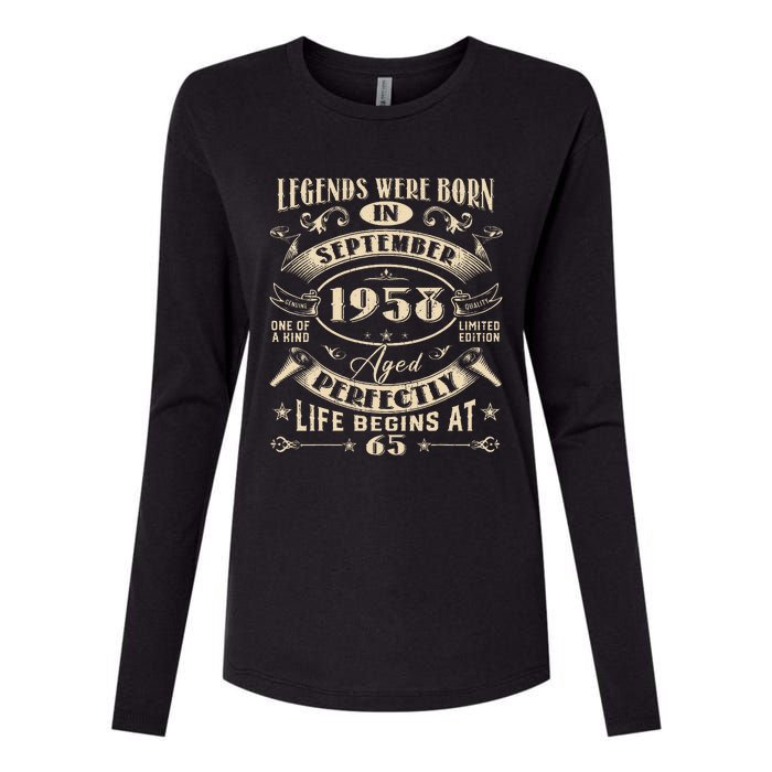 65th Birthday Gift 65 Years Old Legends Born September 1958 Womens Cotton Relaxed Long Sleeve T-Shirt