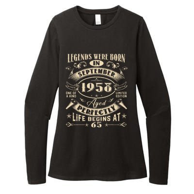 65th Birthday Gift 65 Years Old Legends Born September 1958 Womens CVC Long Sleeve Shirt