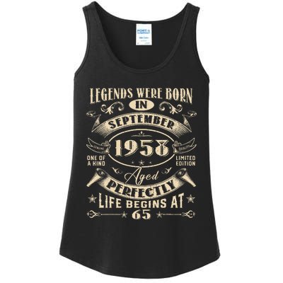 65th Birthday Gift 65 Years Old Legends Born September 1958 Ladies Essential Tank