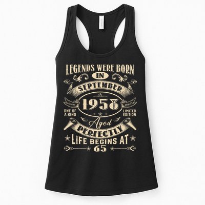 65th Birthday Gift 65 Years Old Legends Born September 1958 Womens Tank Top