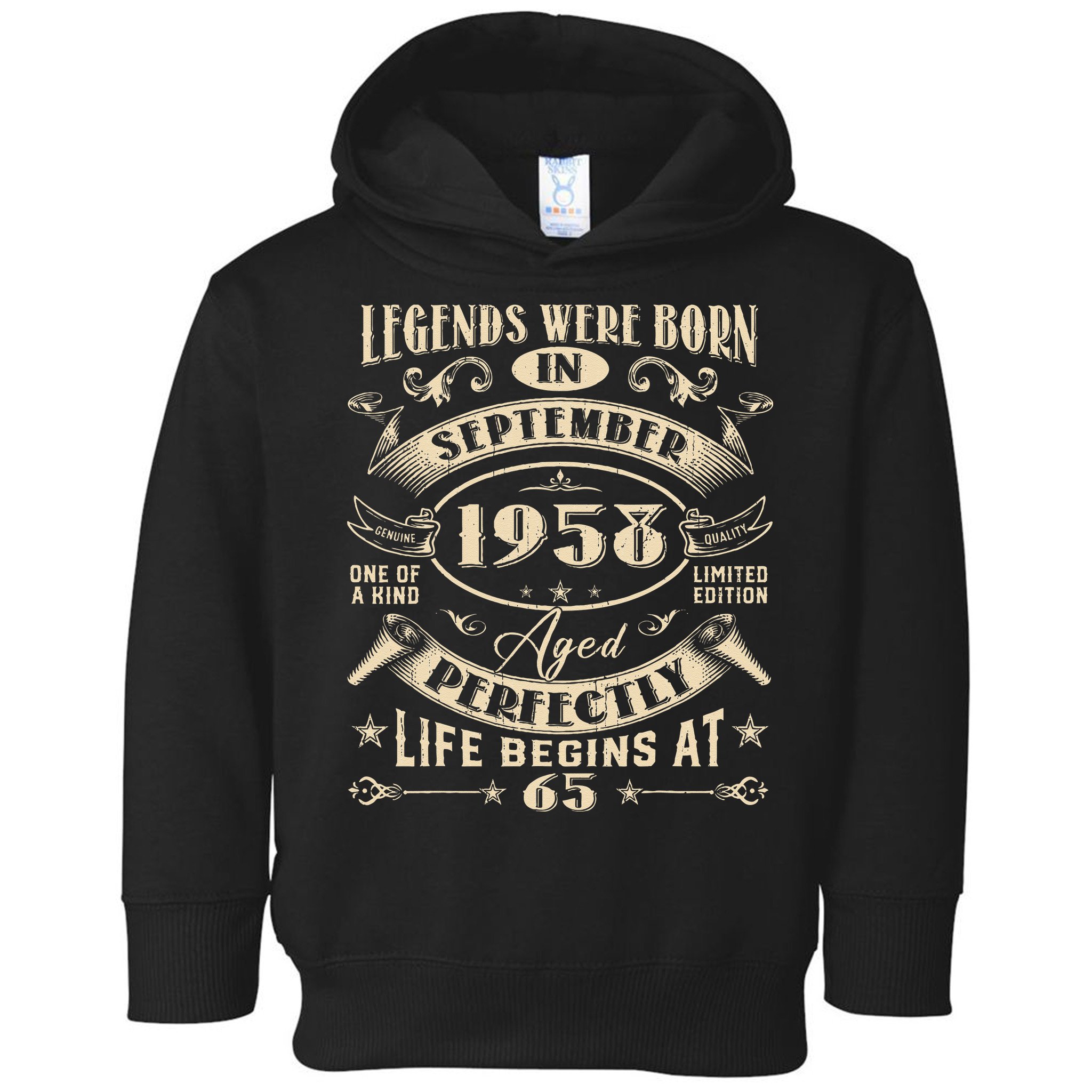 65th Birthday Gift 65 Years Old Legends Born September 1958 Toddler Hoodie