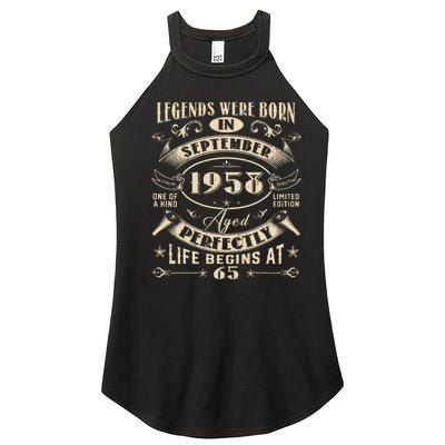 65th Birthday Gift 65 Years Old Legends Born September 1958 Women's Perfect Tri Rocker Tank