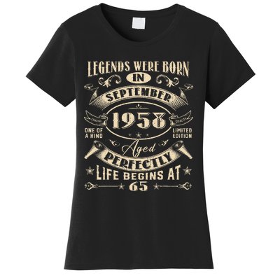 65th Birthday Gift 65 Years Old Legends Born September 1958 Women's T-Shirt