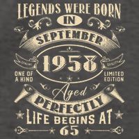 65th Birthday Gift 65 Years Old Legends Born September 1958 Vector Backpack