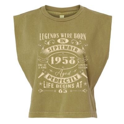 65th Birthday Gift 65 Years Old Legends Born September 1958 Garment-Dyed Women's Muscle Tee