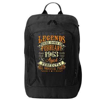 60th Birthday Gift 60 Years Old Legends Born February 1963 City Backpack