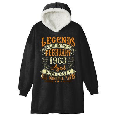 60th Birthday Gift 60 Years Old Legends Born February 1963 Hooded Wearable Blanket