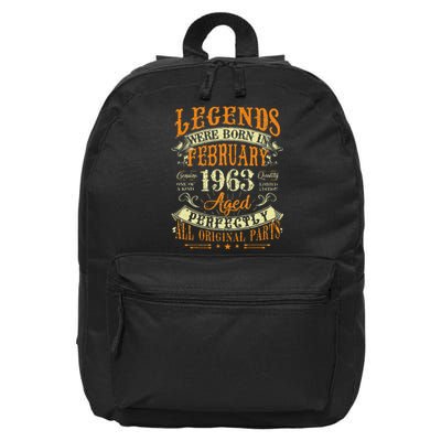 60th Birthday Gift 60 Years Old Legends Born February 1963 16 in Basic Backpack